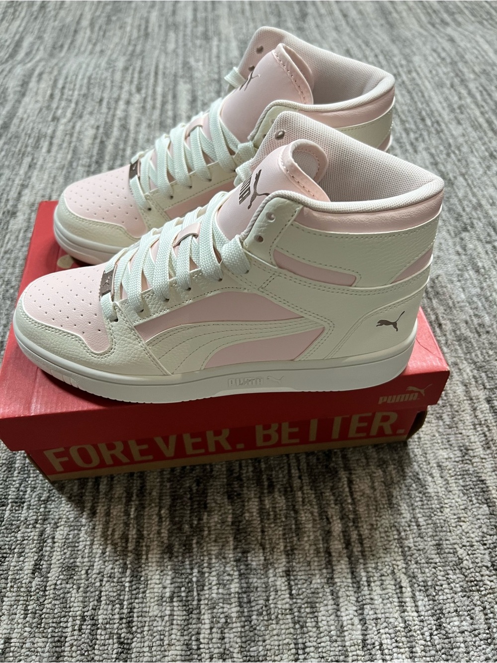 PUMA Rebound Layup Rcl Shine High Top Womens Pink, White Sneakers Size 8 - Picture 6 of 10